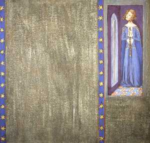 Ernest William Tristram - Reconstruction of Medieval Mural Painting, Possibly Queen Philippa or Daughter