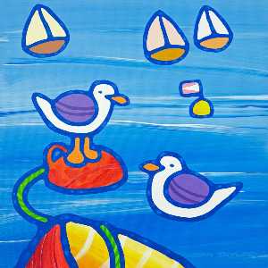 Sean Taylor - Two Gulls and Three Yachts