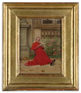  Art Reproductions The Cardinal Reading Nana by Leo Herrmann (1853-1927) | WahooArt.com