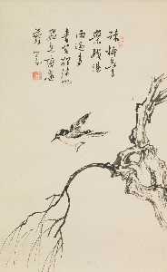 Puru ( Pu Xinyu) - BIRD ON A WILLOW TREE
