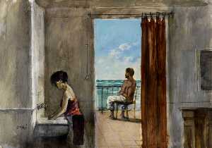 Alberto Sughi - Balcony by the sea