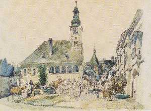 Rudolf Von Alt - The Town Hall in M-#246;dling