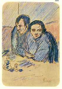 Pablo Picasso - Man and woman in caf-#233; (study)