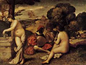 Giorgione (Giorgio Barbarelli Da Castelfranco) - Pastoral Concert (F-#234;te champ-#234;tre)