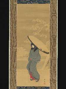 Utagawa Hiroshige - Woman Walking in the Snow