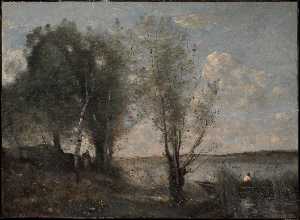 Jean Baptiste Camille Corot - Boatman among the Reeds