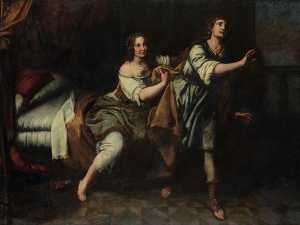 Domenico Fiasella - Joseph and the wife of Putifares