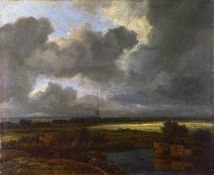 Jacob Isaakszoon Van Ruisdael (Ruysdael) - Landscape with Ruined Castle and Church