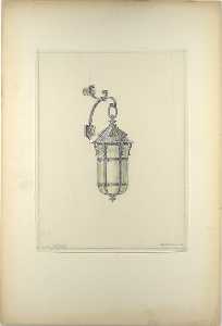 Louis Comfort Tiffany - Design for hanging wall-mounted lantern