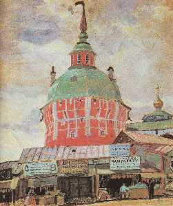 Boris Mikhaylovich Kustodiev - Red Tower of Troitse-Sergeevsky Lavra