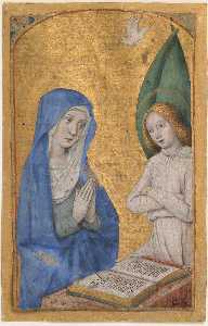 Jean Bourdichon - Manuscript Leaf with the Annunciation from a Book of Hours