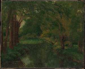 Gustave Courbet - A Brook in a Clearing (possibly -Brook, Valley of Fontcouverte; Study-)