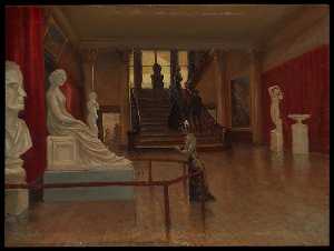 Frank Waller (Painter) - Entrance Hall of the Metropolitan Museum of Art when in Fourteenth Street