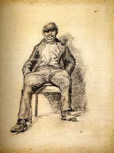 Vincent Van Gogh - Seated Man with a Moustache and Cap