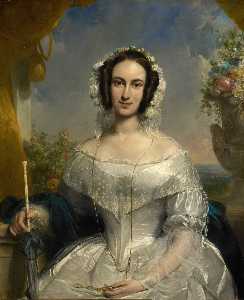 Jan Willem Pieneman - Agatha Petronella Hartsen (1814-78). In bruidstoilet ter gelegenheid van haar huwelijk met Jan van der Hoop op 17 maart 1841, Jan Willem Pieneman, 1841