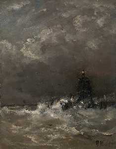 Hendrik Willem Mesdag - Lighthouse in Breaking Waves, Hendrik Willem Mesdag, c. 1900 - c. 1907