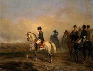 Antoine Charles Horace Vernet Aka Carle Vernet - Keizer Napoleon I en zijn staf te paard, Horace Vernet, 1810 - 1850