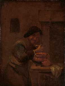 Daniel Adriaensen - Man Eating from an Earthenware Pot, Daniël Boone, c. 1660 - c. 1680