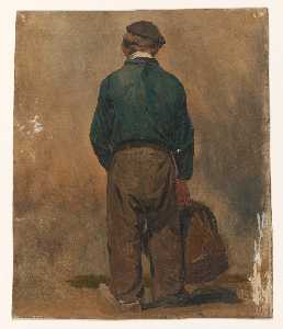 Jan Weissenbruch - Visser met een mand, van achteren gezien, Jan Weissenbruch, c. 1800 - c. 1900