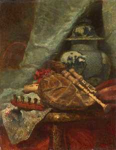 Adolphe Mouilleron - Still Life with Bagpipes, Adolphe Mouilleron, 1850 - 1881