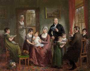 Adriaan De Lelie - Portrait of the Family of Adrianus Bonebakker with Dirk L. Bennewitz, Adriaan de Lelie, 1809