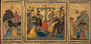 Andrea Di Vanni D'andrea - Scenes from the Passion of Christ: The Agony in the Garden, the Crucifixion, and the Descent into Limbo [entire triptych]
