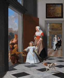 Jacob Ochtervelt - A Nurse and a Child in an Elegant Foyer