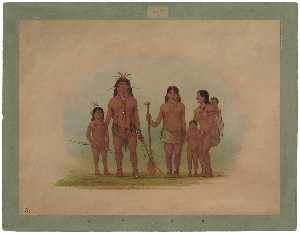 George Catlin - Orejona Chief and Family