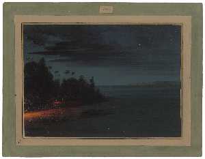George Catlin - Spearing by Torchlight