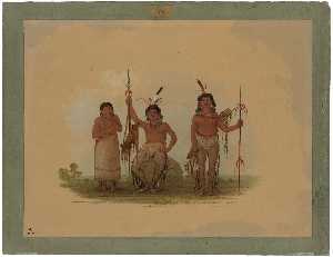 George Catlin - Two Arapaho Warriors and a Woman