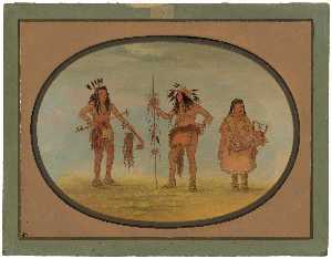 George Catlin - Two Ojibbeway Warriors and a Woman