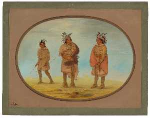 George Catlin - Two Weeah Warriors and a Woman