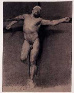  Museum Art Reproductions Naked Male. Study for a Crucifixion, 1860 by Mariano Fortuny Y Marsal (1838-1874) | WahooArt.com