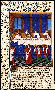 Jean Fouquet - Banquet Given by Charles V (1338-80) in Hhonour of His Uncle Emperor Charles IV (1316-78) in 1378