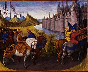 Jean Fouquet - Entry of Louis VII (c.1120-80) King of France and Conrad III (1093-1152) King of Germany into Constantinople during the Crusades, 1147-49