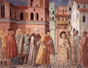 Benozzo Gozzoli - Renunciation of Worldly Goods and The Bishop of Assisi Dresses St. Francis