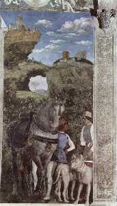 Andrea Mantegna - Horse and groom with hunting dogs, from the Camera degli Sposi or Camera Picta (detail)