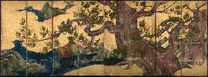  Art Reproductions Cypress Trees, 1590 by Kanō Eitoku (1543-1590, Japan) | WahooArt.com
