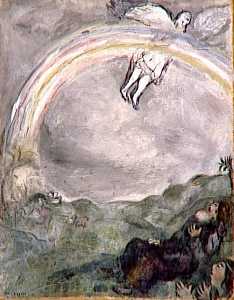 Marc Chagall - Rainbow in the sky, a sign of Covenant between God and Earth