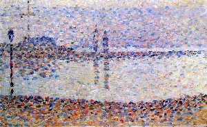 Georges Pierre Seurat - Study for -#39;The Channel at Gravelines, Evening-#39;