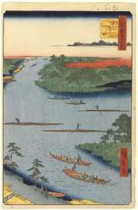 Ando Hiroshige - 70 (60) The Mouth of the Nakagawa River