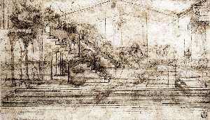 Leonardo Da Vinci - Perspectival study of the Adoration of the Magi