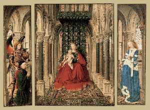 Jan Van Eyck - Dresden Triptych (Virgin and Child with St. Michael and St. Catherine and a Donor)