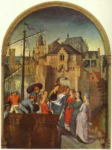 Hans Memling - St. Ursula and her companions landing at Cologne, from the Reliquary of St. Ursula