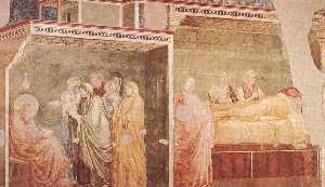 Giotto Di Bondone - The Birth of St. John the Baptist and his father Zacharias writing his name