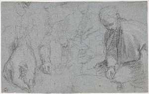 Federico Fiori Barocci - Five Studies of Male Figure and two of His Right Hand and Arm (for “Madonna del Popolo”, Firenze, Galleria degli Uffizi)