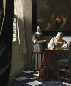 Johannes Vermeer - Woman Writing a Letter, with her Maid