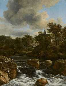 Jacob Isaackszoon Van Ruisdael - Chapel by a Waterfall