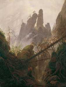 Caspar David Friedrich - Rocky Landscape in the Elbe Sandstone Mountains