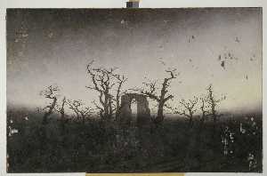 Caspar David Friedrich - Abbey among Oak Trees, intermediate state after removal of old putty and retouching